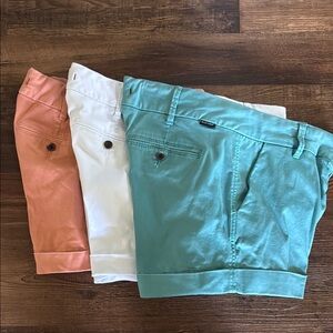 Dear John Shorts lot Trio in Coral, White, and Teal
